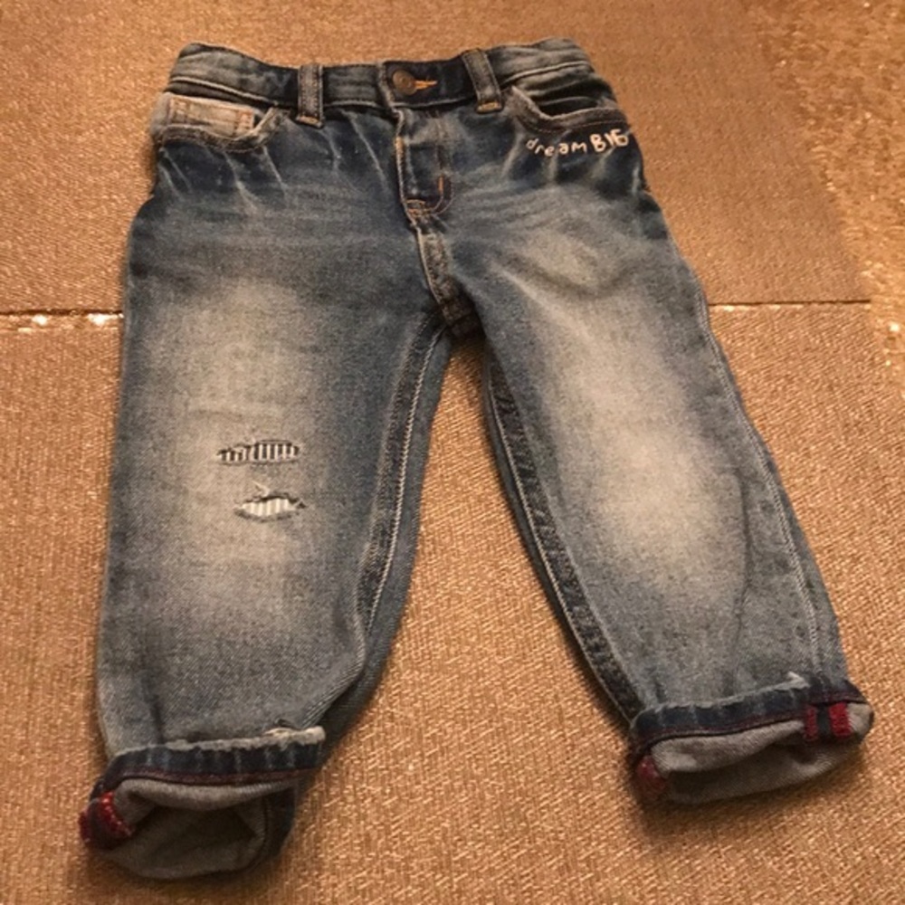 Cuffed blue jeans